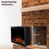 Touchstone Electric Fireplace rough opening dimensional graphic (Model: Fireplug)