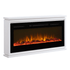 Touchstone Sideline 50 80004 Electric Fireplace and Encase Surround Mantel 90017 angled with orange flames on white.