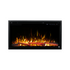 Touchstone Sideline Elite Pro 36 inch electric fireplace with orange/white flames on white.