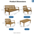 Touchstone Solena Teak 5 piece sofa set dimensions graphic