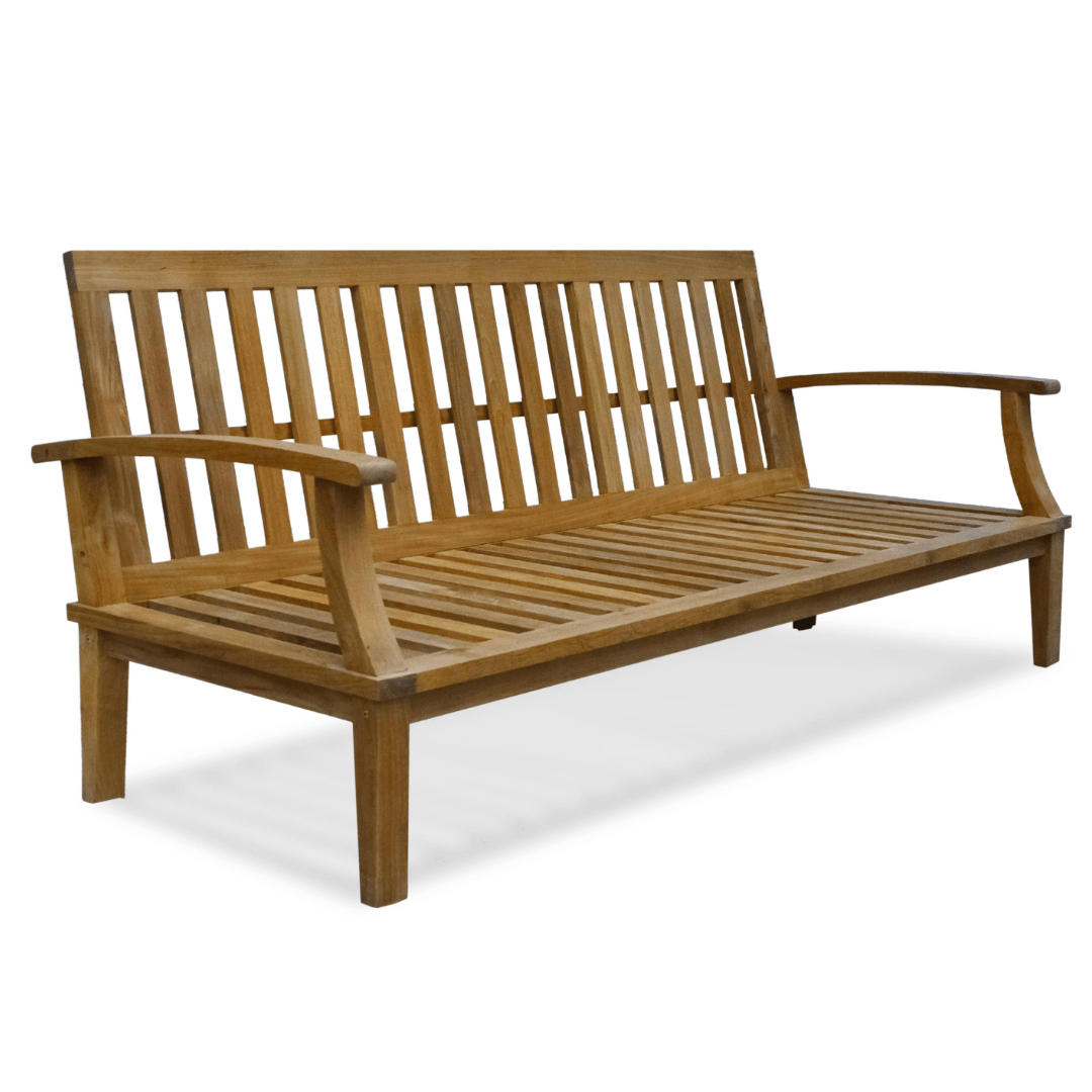 Touchstone Solena Teak Outdoor 3 seat sofa on white
