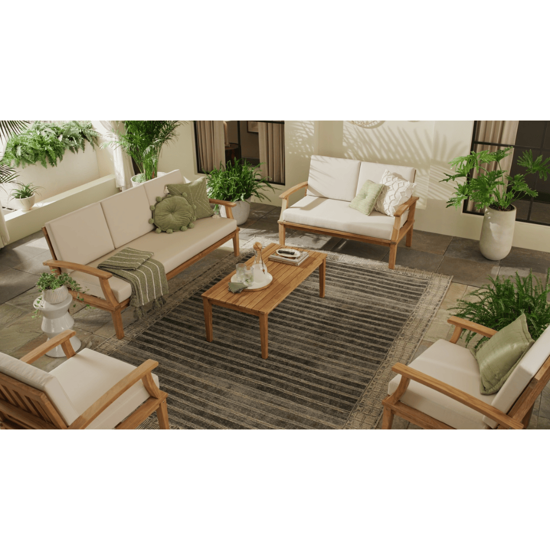 Touchstone Solena Teak Sofa Set high angle lifestyle image