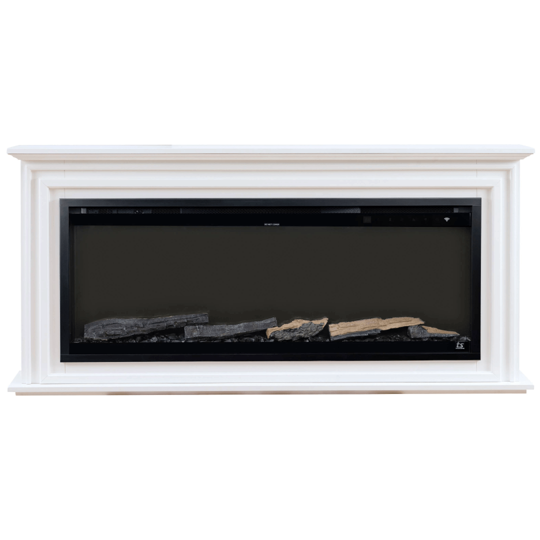 Touchstone Sideline Elite 50 inch surround mantel and fireplace with no flames on white
