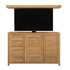 Touchstone TechTeak TV lift cabinet on white, front view with TV raised.