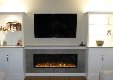 Touchstone Sideline Elite 60 in stone mantel with built in shelves