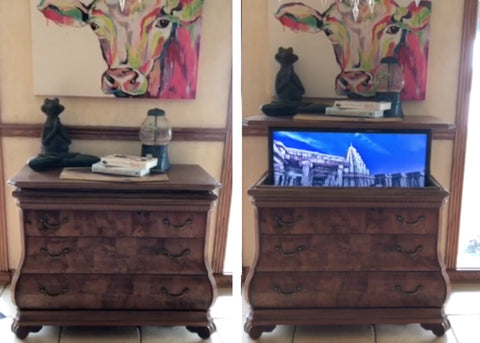 Beautiful custom cabinet featuring the SRV™ Pro TV Lift Mechanism