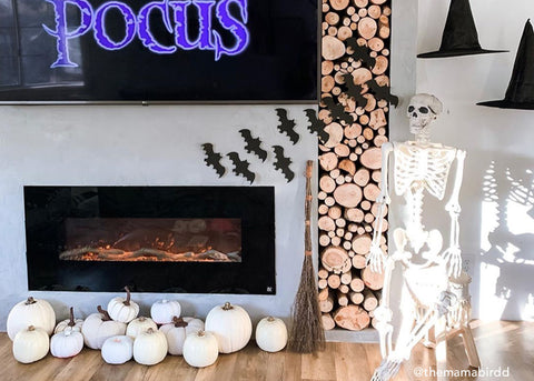 Halloween fun with the Onyx Electric Fireplace, designed by @themamabirdd