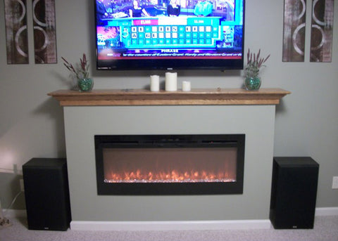 Sideline 50 Electric Fireplace in a bump out wall, installed by Moore's Electronics