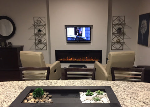 Touchstone Sideline 72 Electric Fireplace in home theatre room