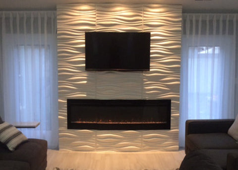 Touchstone Sideline 72 Electric Fireplace in wall with wavy effects