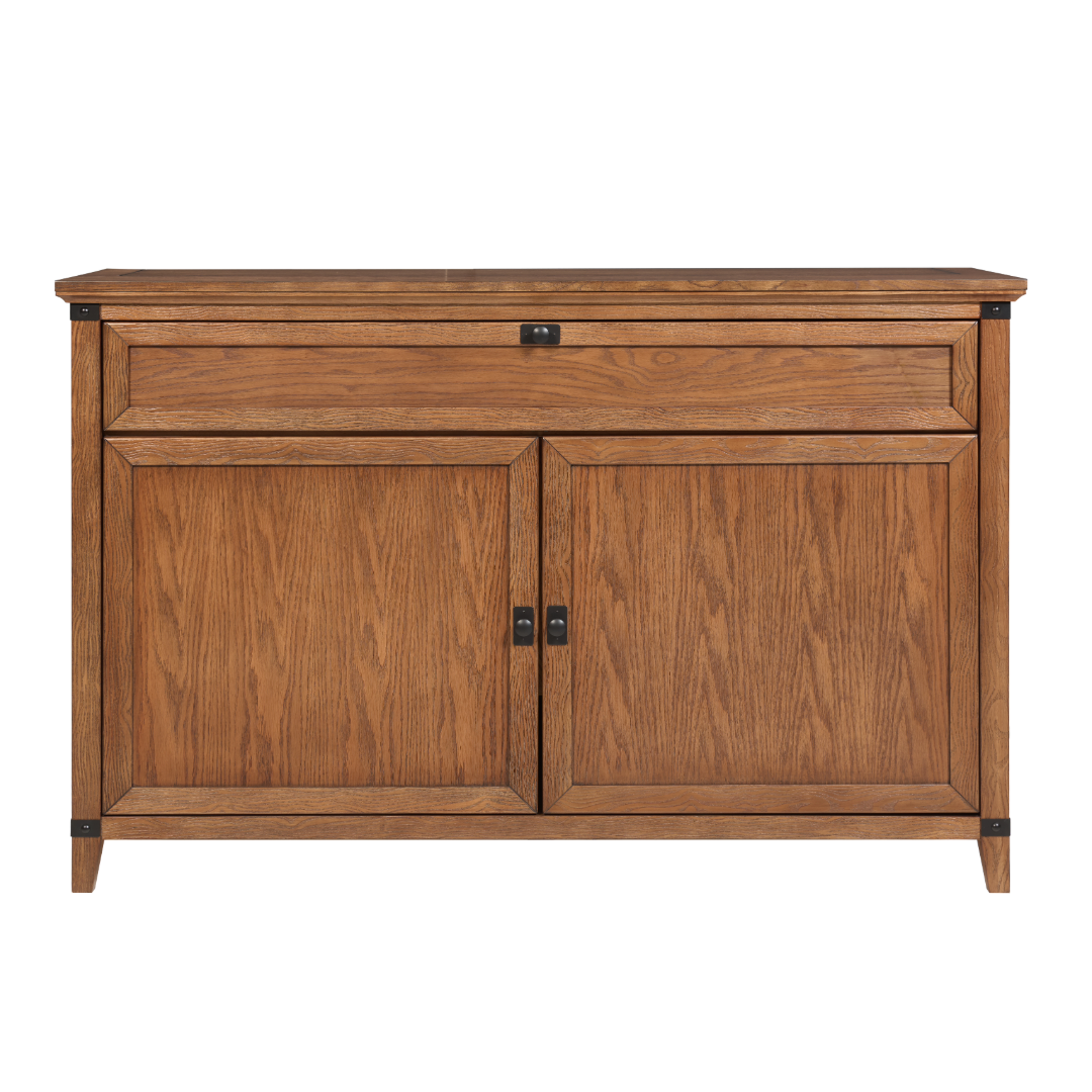 Touchstone Claymont Smart TV Lift Cabinet 70263 front facing shot with lid closed on white.
