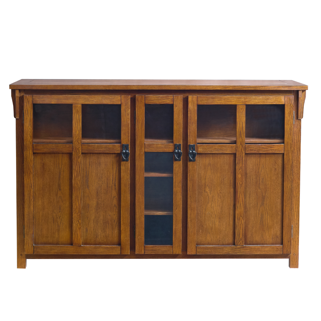 Touchstone 70062 Bungalow Smart TV Lift Cabinet front facing with cabinet closed on white.