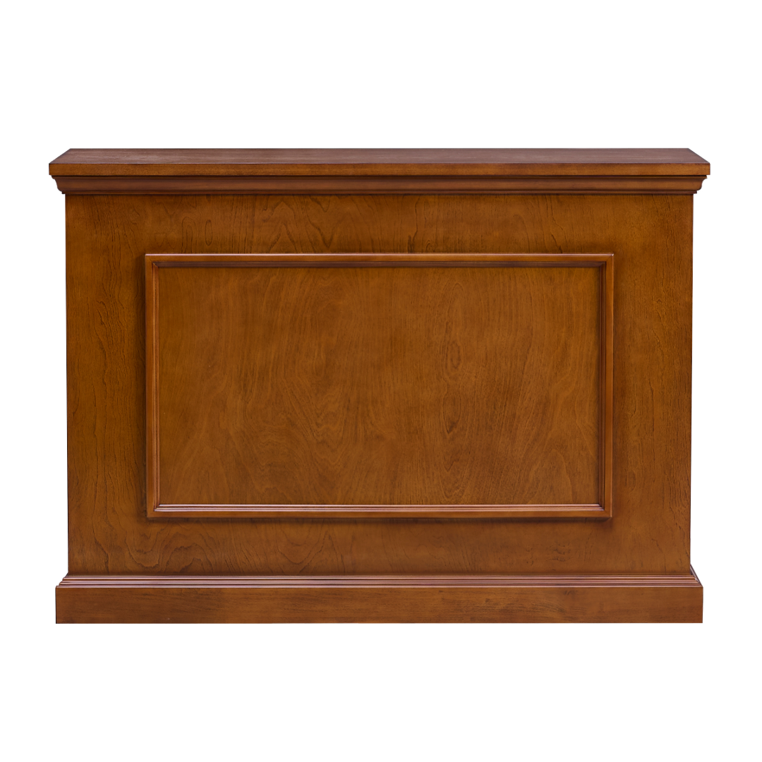 Touchstone Elevate 72009 Smart TV Lift Cabinet in Honey Oak Finish front view with lid closed on white.