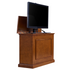 Touchstone Elevate 72009 Smart TV Lift Cabinet in Honey Oak Finish side angle view with TV on white.
