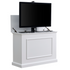 Touchstone Elevate 72015 Smart TV Lift Cabinet in White Finish angled with TV on white.