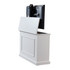 Touchstone Elevate 72015 Smart TV Lift Cabinet in White Finish back angle view with TV on white.