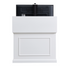 Touchstone Elevate 72015 Smart TV Lift Cabinet in White Finish back view with TV on white