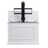 Touchstone Elevate 72015 Smart TV Lift Cabinet in White Finish cabinet opened with lift on white.
