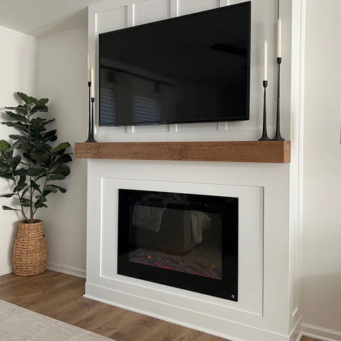 Touchstone Forte Smart Electric Fireplace in mantel with paneling