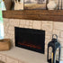 Touchstone Forte Steel Electric Fireplace insert in stone accent wall by @farmtotablecreations