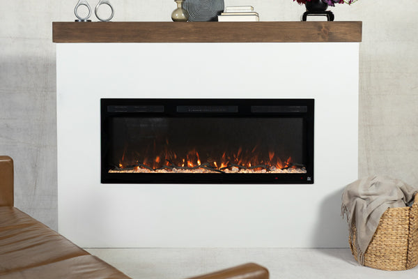 Touchstone Sideline Fury Smart Electric Fireplace in built in mantel