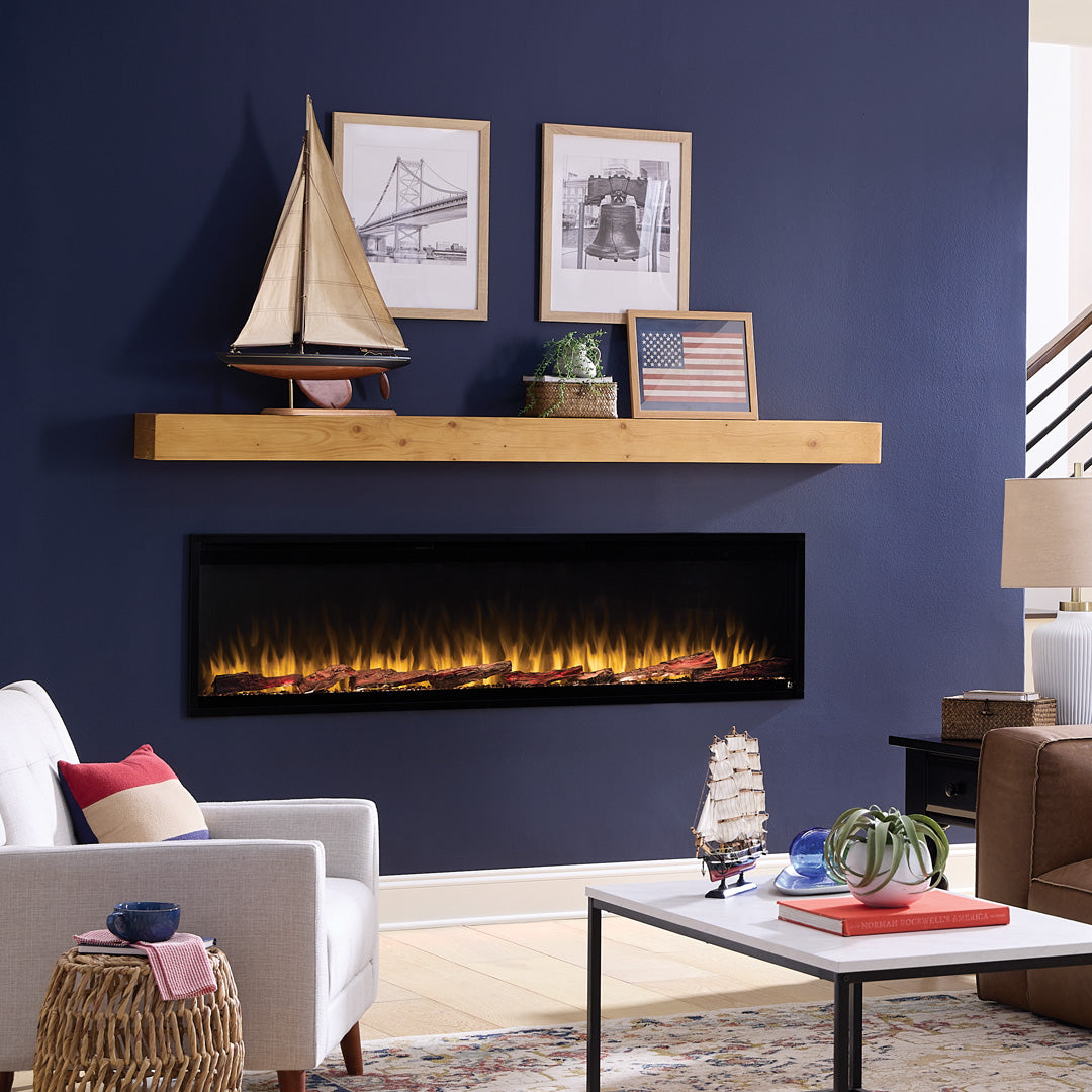 Touchstone Sideline Elite Pro 72 Smart Electric Fireplace patriotic decor mobile view