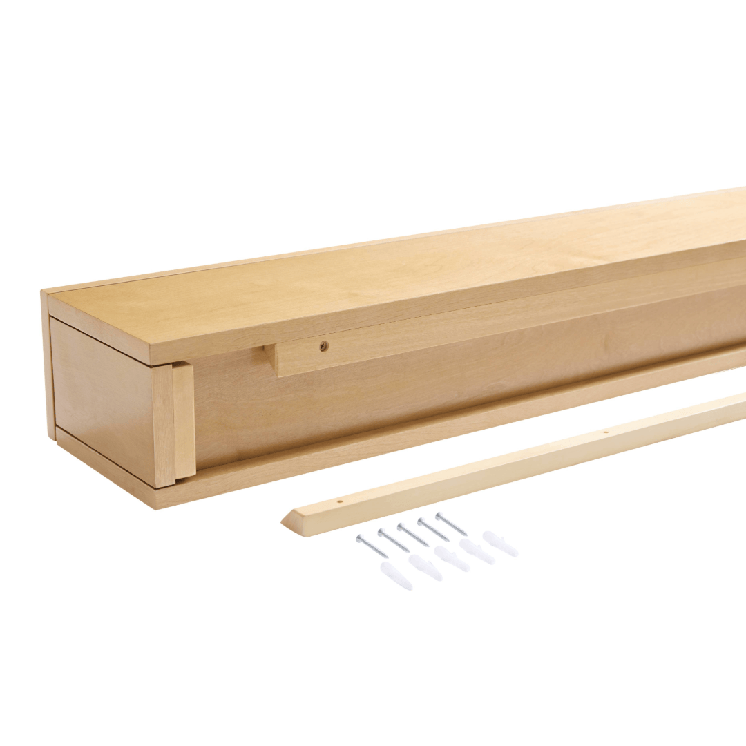 Touchstone 90018 Natural Dropdown Electric Fireplace mantel shelf close up detail shot