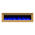 Sideline Deluxe Gold 72 inch electric fireplace on white with blue flames and crystal media