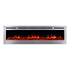 Sideline Deluxe Stainless Steel 72 inch electric fireplace on white with orange flames and logset