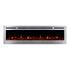 Sideline Deluxe Stainless Steel 72 inch electric fireplace on white with orange flames and logset