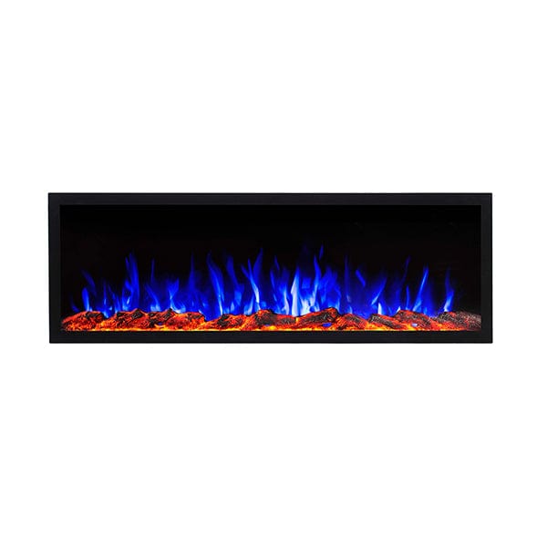 Touchstone Sideline Elite 80049 Outdoor Electric Fireplace front view blue flame