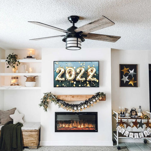 Touchstone Sideline Elite Electric Fireplace decorated for New Years Eve by @simplemadepretty