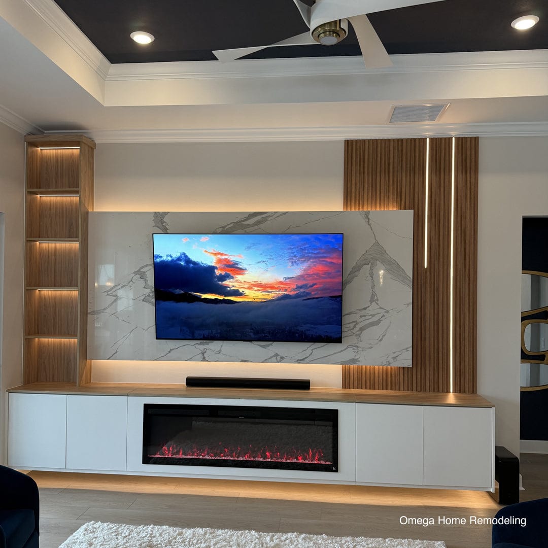 Omega Home customer install room setting photo of the Touchstone Sideline fury 65