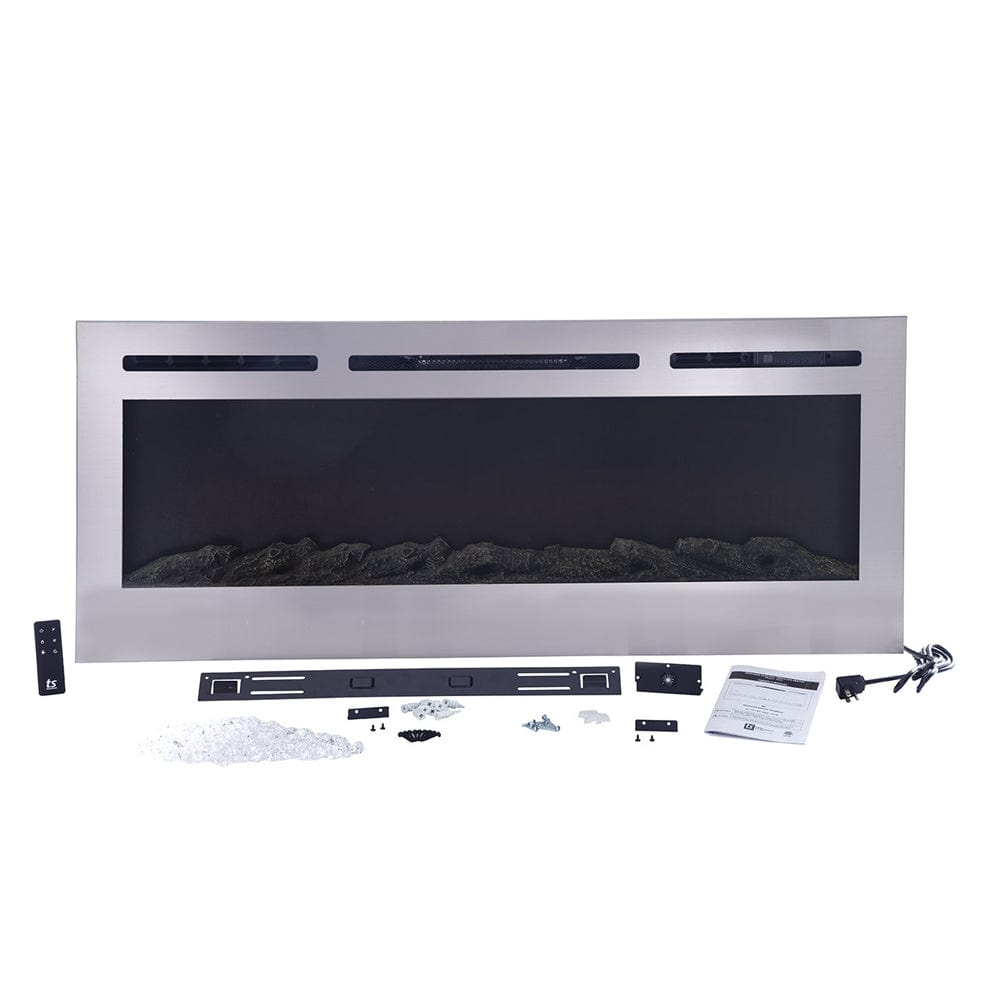 What’s included with the Sideline Deluxe Stainless Steel 86277 60 inch Recessed Smart Electric Fireplace
