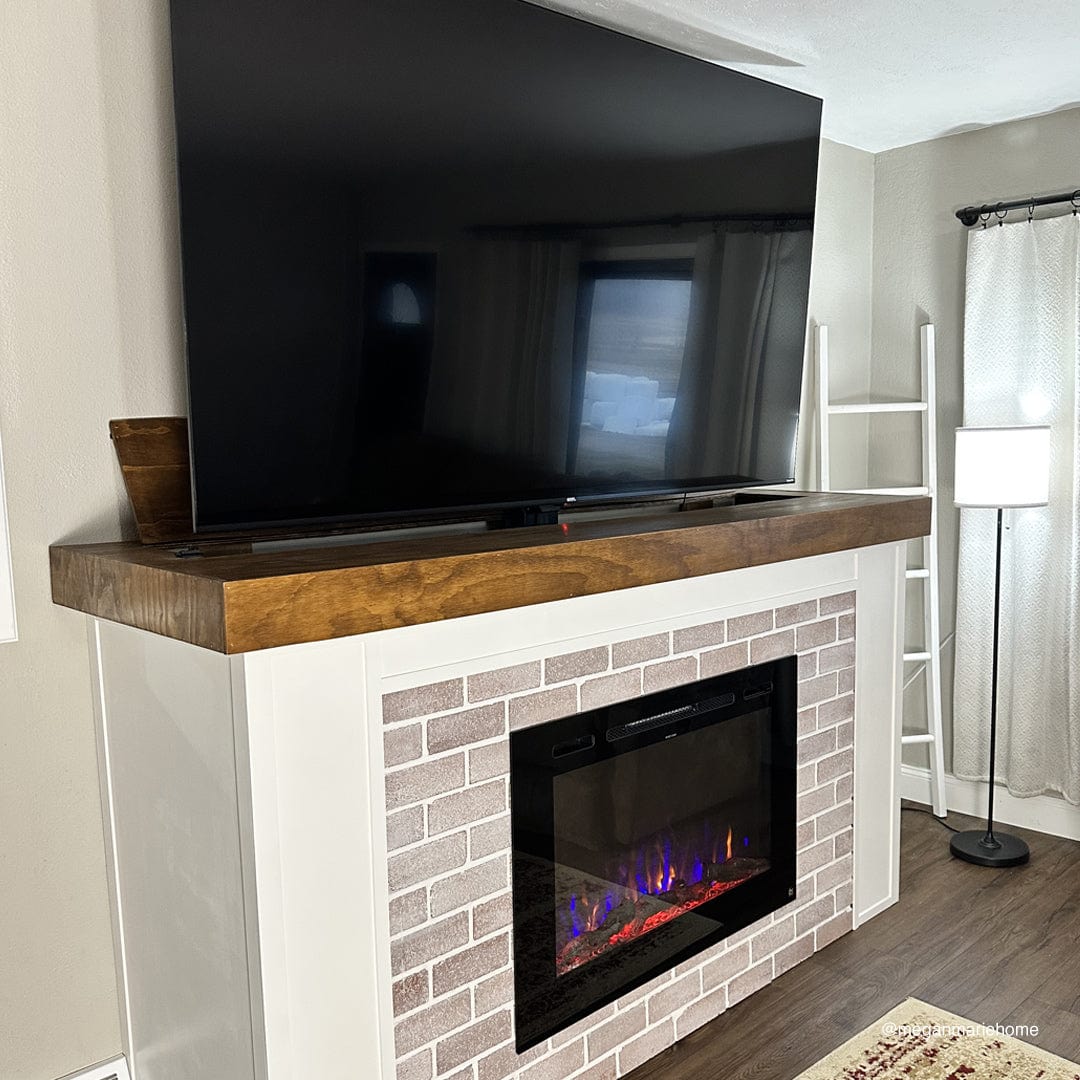 Touchstone TV Lift Mechanism and Forte Electric Fireplace room setting photo from influencer