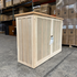 Touchstone Elevate Mission Smart TV Lift Cabinet in unfinished photographed in the warehouse - showroom unit.