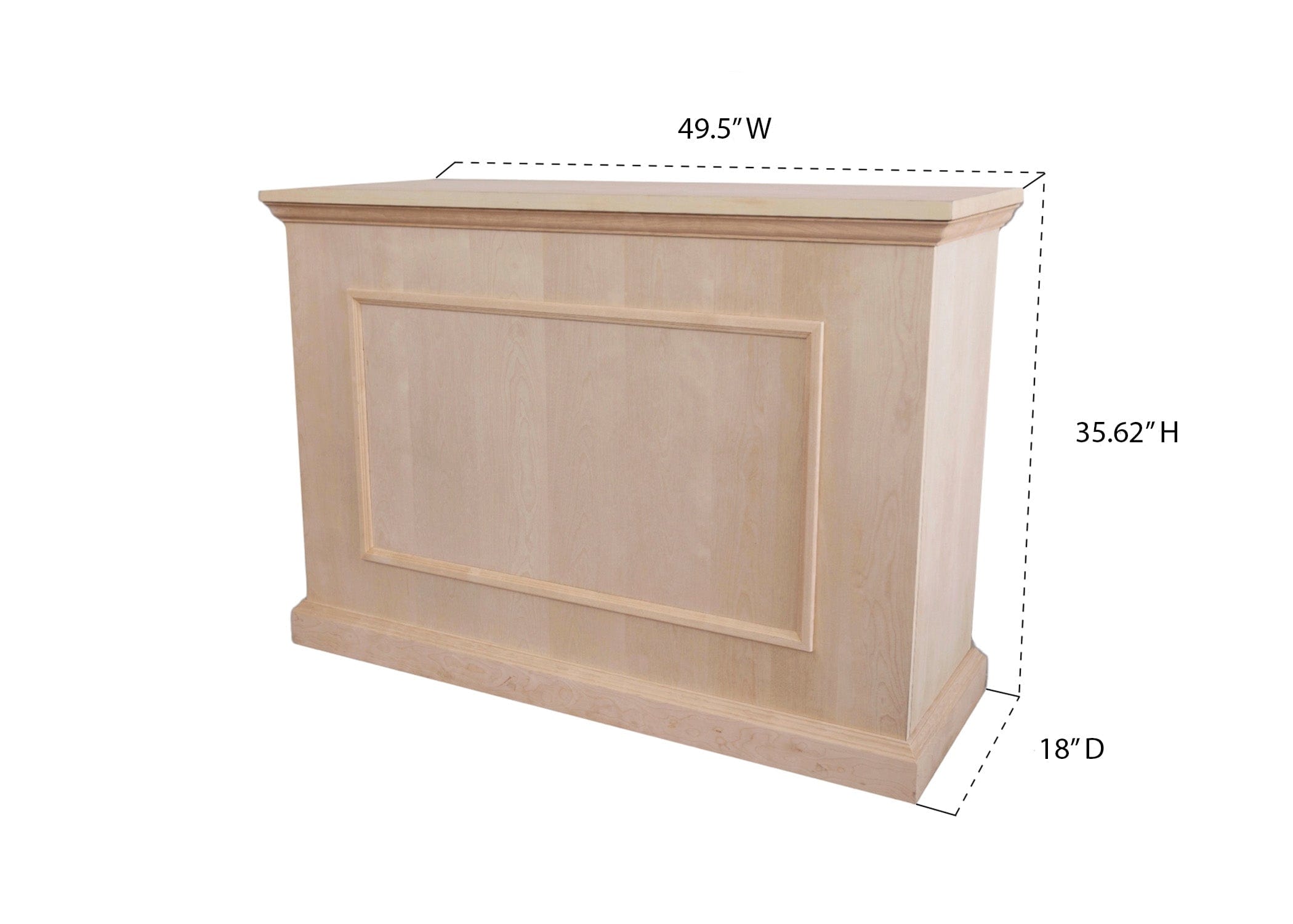 The Elevate 72012 Unfinished TV Lift Cabinet for  Flat screen TVs measurements.