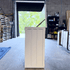 72013 Mission Elevate White showroom cabinet photographed in the warehouse.