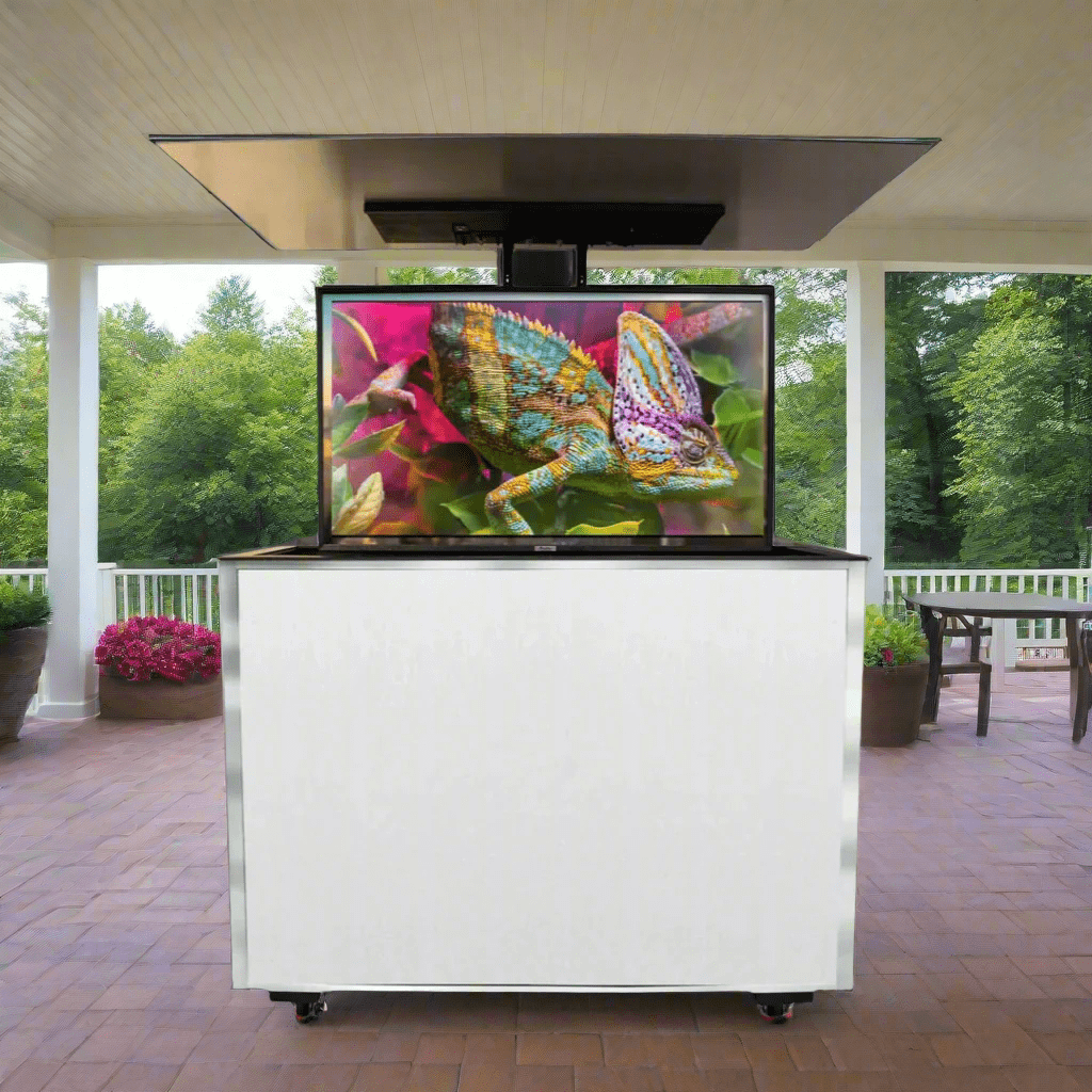 The Solara Steel 70069 Outdoor TV Premium Lift Cabinet for 55-65 Inch TVs
