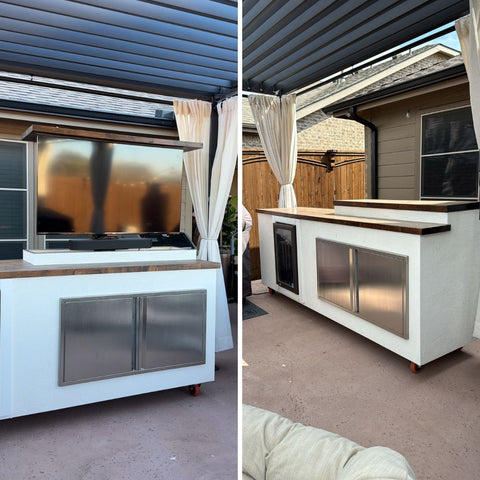 Portable Outdoor TV Lift Cabinet and bar, @yourlifeiswhatyoumakeit