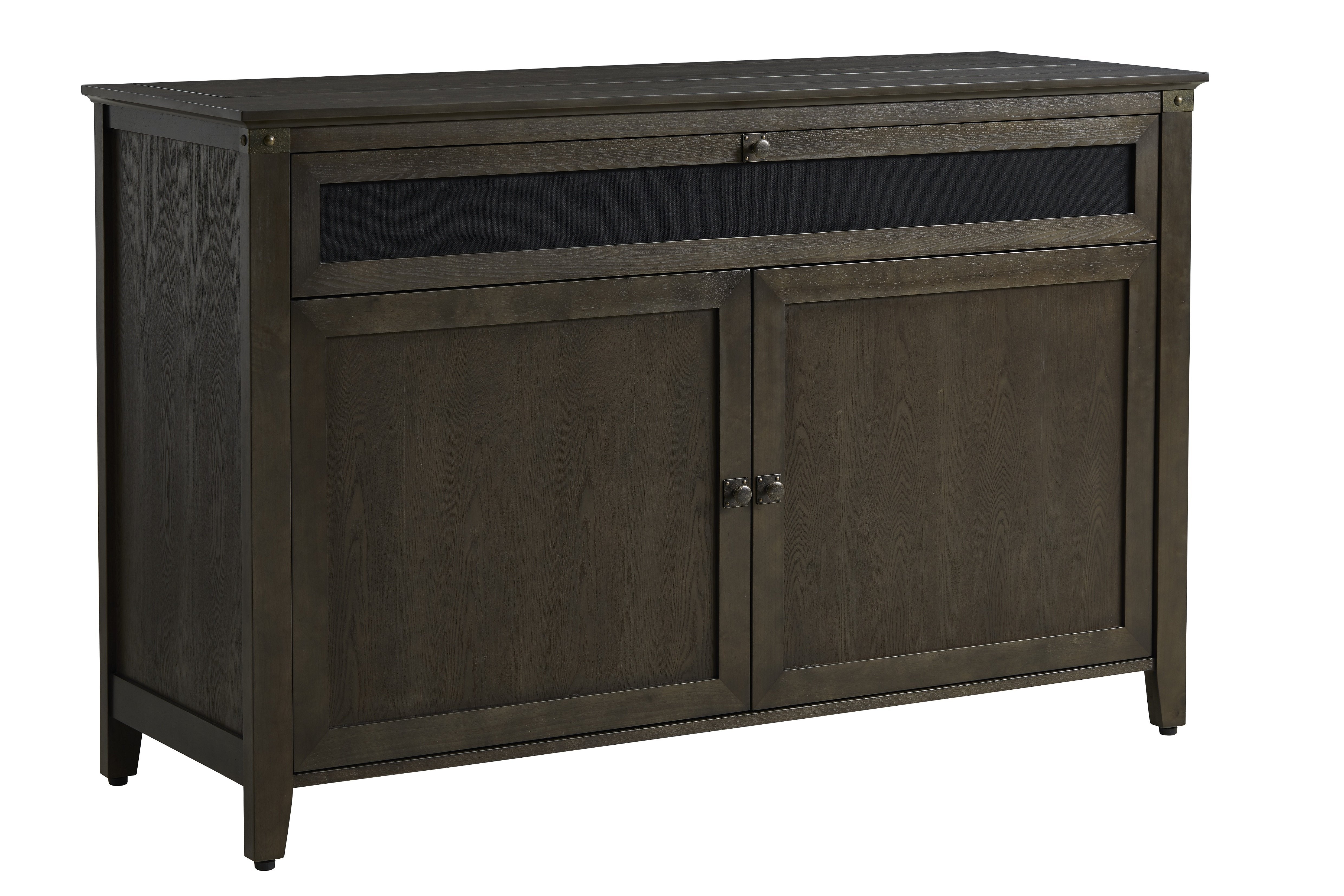 	The Claymont 70063 TV Lift Cabinet for 65 inch Flat screen TVs angled.