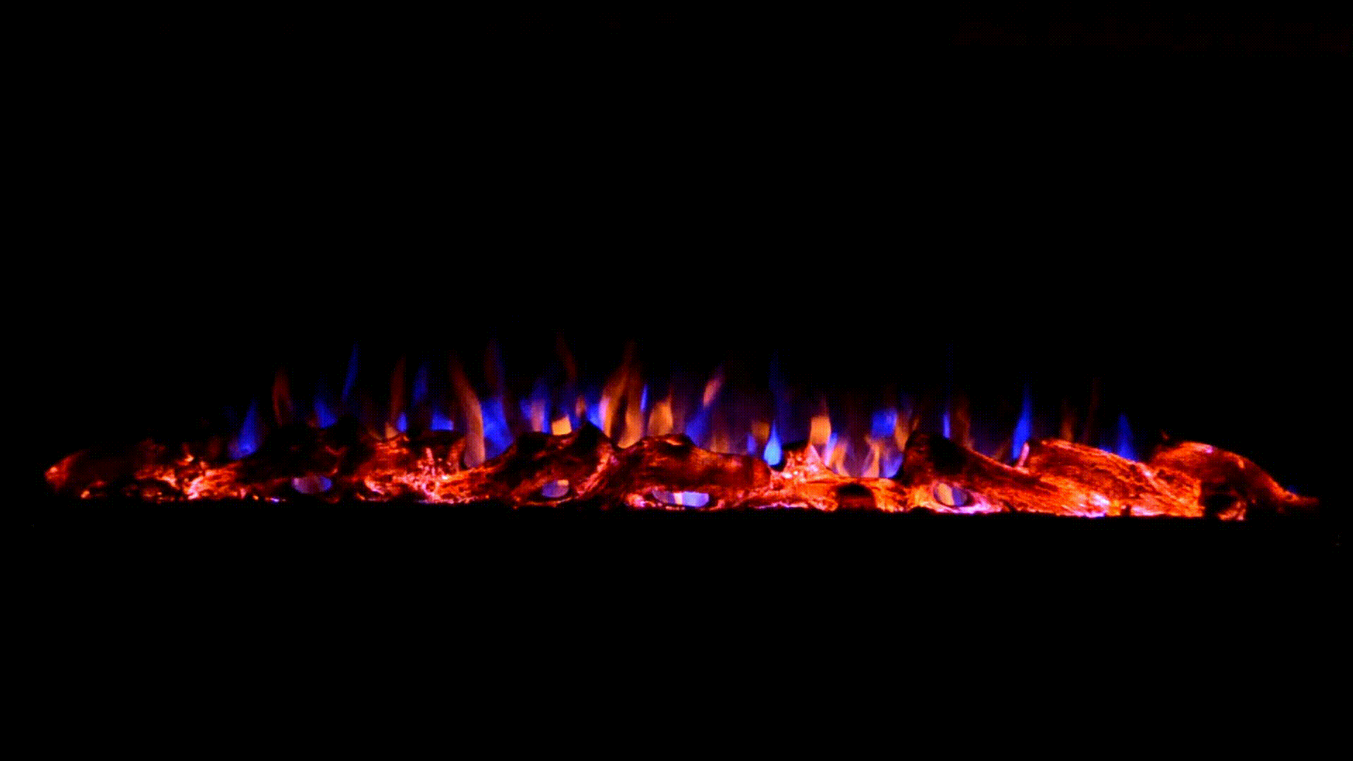 Sideline 100 80032 100 inch Recessed Electric Fireplace gif of flames moving with log set.