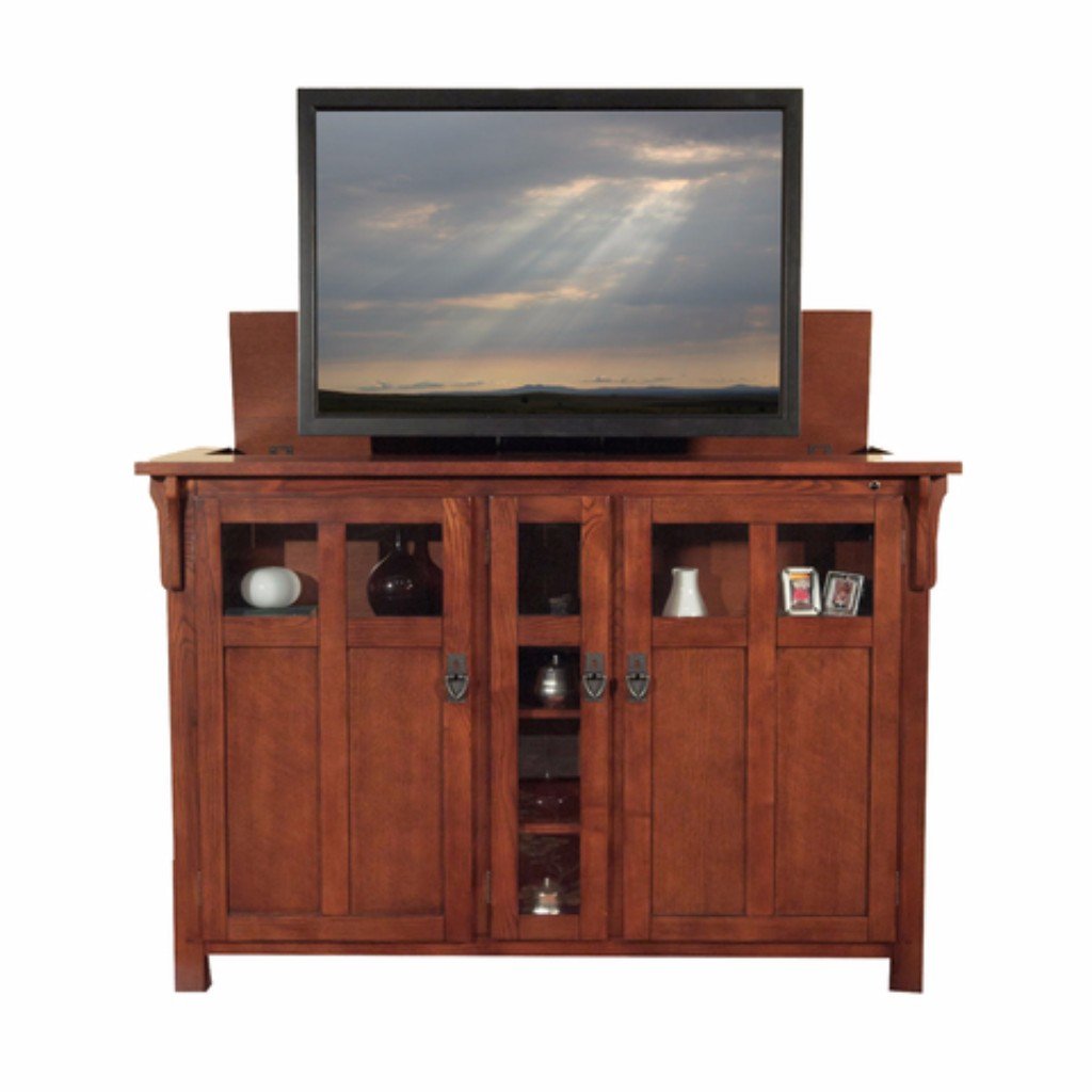The Bungalow 70062 TV Lift Cabinet for 60 inch Flat screen TVs pictured from the front.