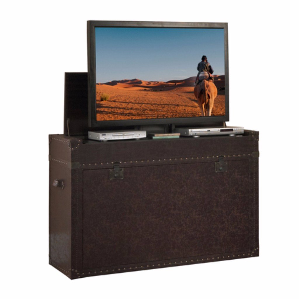 Ellis Trunk 73007 TV Lift Cabinet for 50 inch Flat screen TVs shown with a TV.