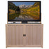 	Grand Elevate 74106 Unfinished Mission TV Lift Cabinet for 65 inch Flat screen TV shown with a TV in it.