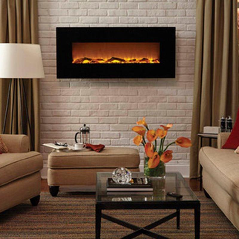 Onyx 80001 Wall Mounted Electric Fireplace in a living room.