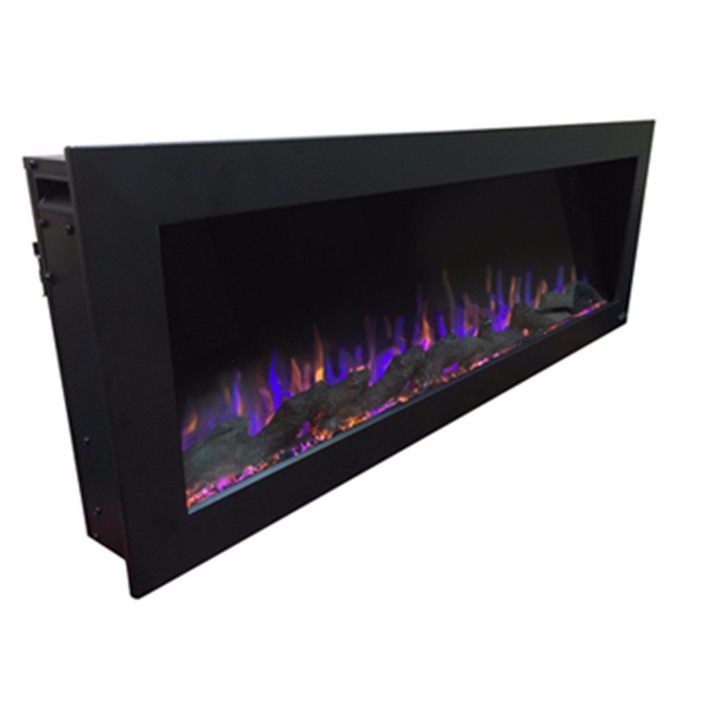 Sideline Outdoor/Indoor 80017 50 inch Wall Mounted Electric Fireplace pictured from a side angle.