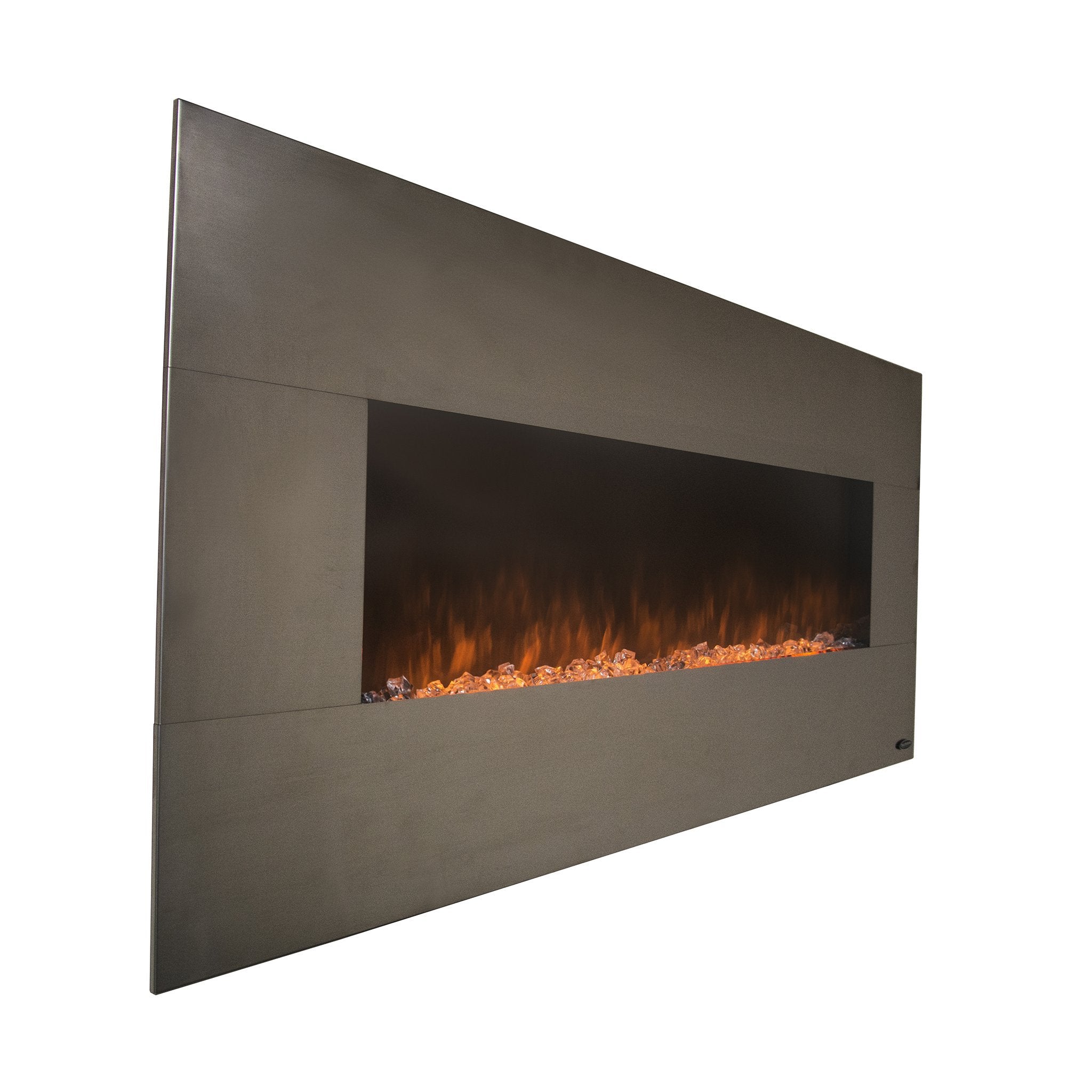 Onyx Stainless 80026  Refurbished Wall Mounted Electric Fireplace - angled.