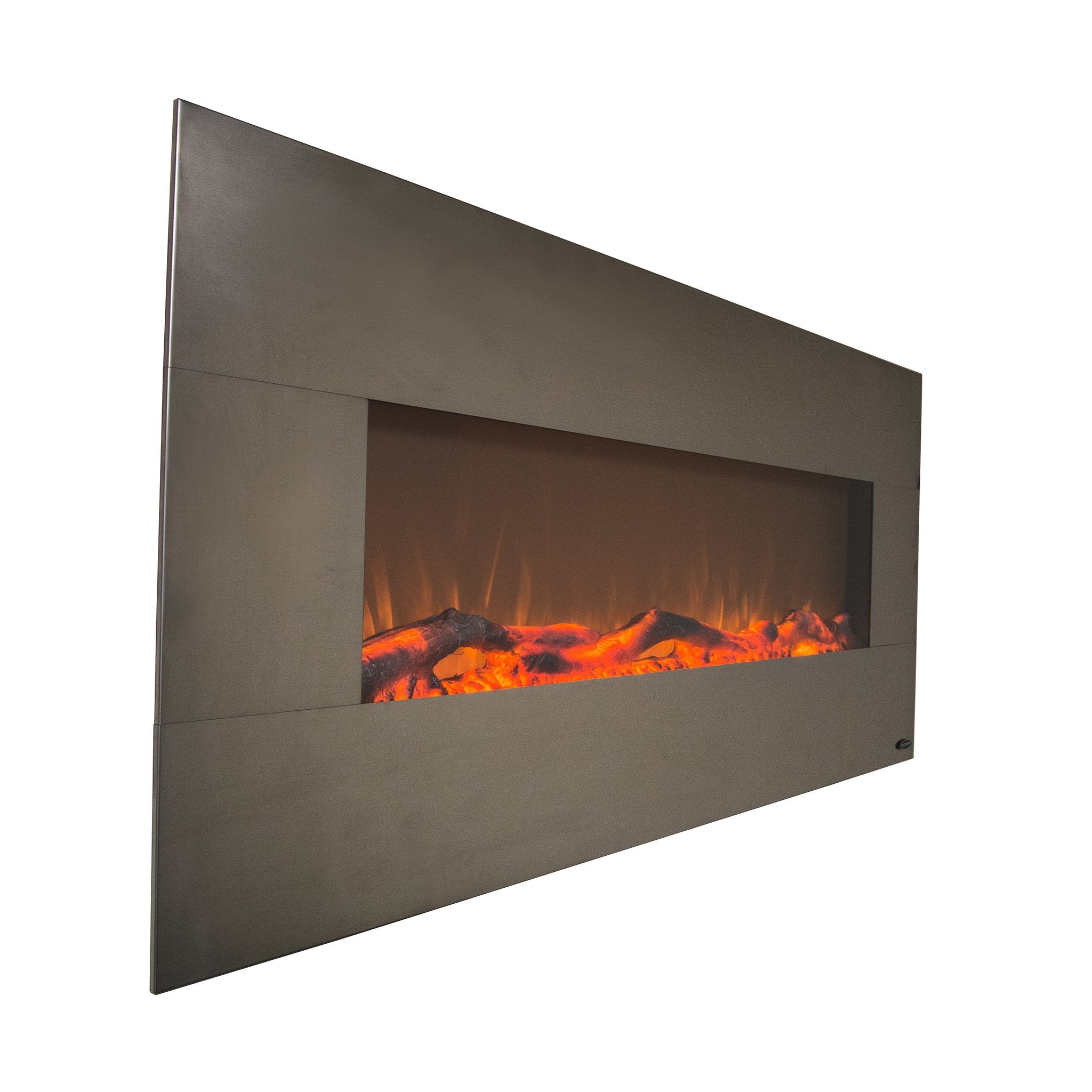 Onyx Stainless 80026  Refurbished Wall Mounted Electric Fireplace - angle view.