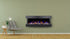 Chesmont White 80033 Wall Mount 3-Sided Smart Electric Fireplace shown on a green wall.